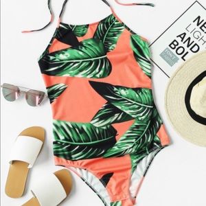 Palm leaf print bodysuit